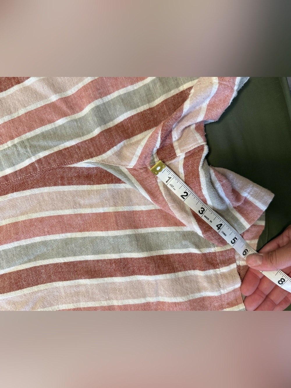 Sonoma Pink, White & Rust Red Striped Elastic Waist Linen Blend Shorts Size XXL - Picture 8 of 10